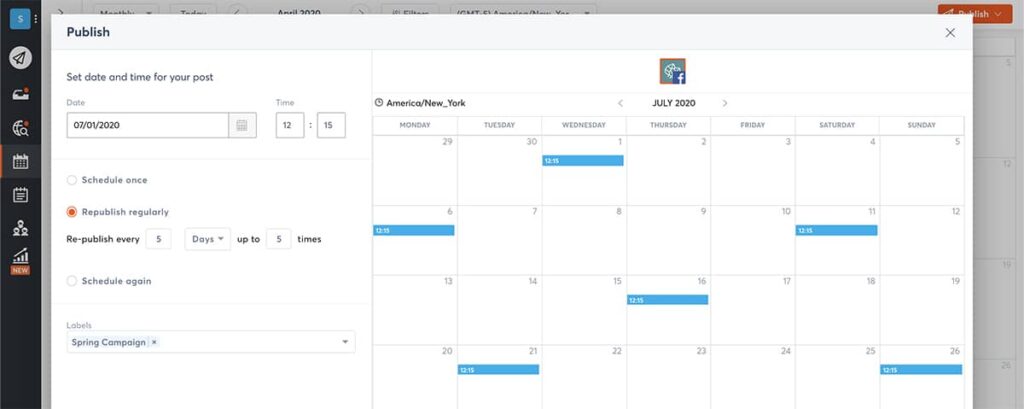 screenshot of Agorapulse, a social media management tool