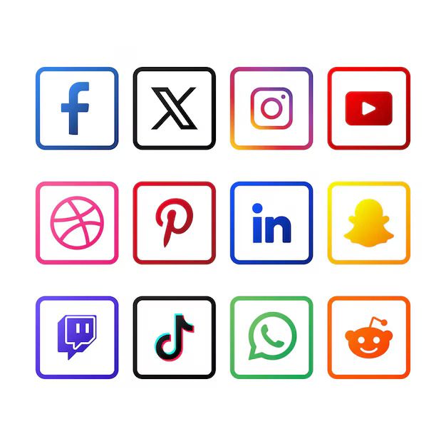 various social media apps icons/logos serve as content assets